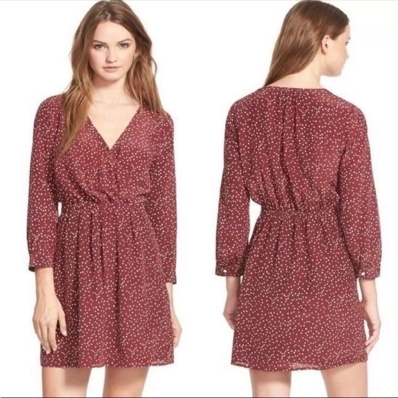 Madewell Dresses & Skirts - Madewell - women’s Kali 100% silk polka dots faux warp 3/4‎ sleeve mini dress 6